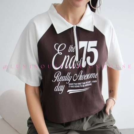 Brown Zipped T-Shirt